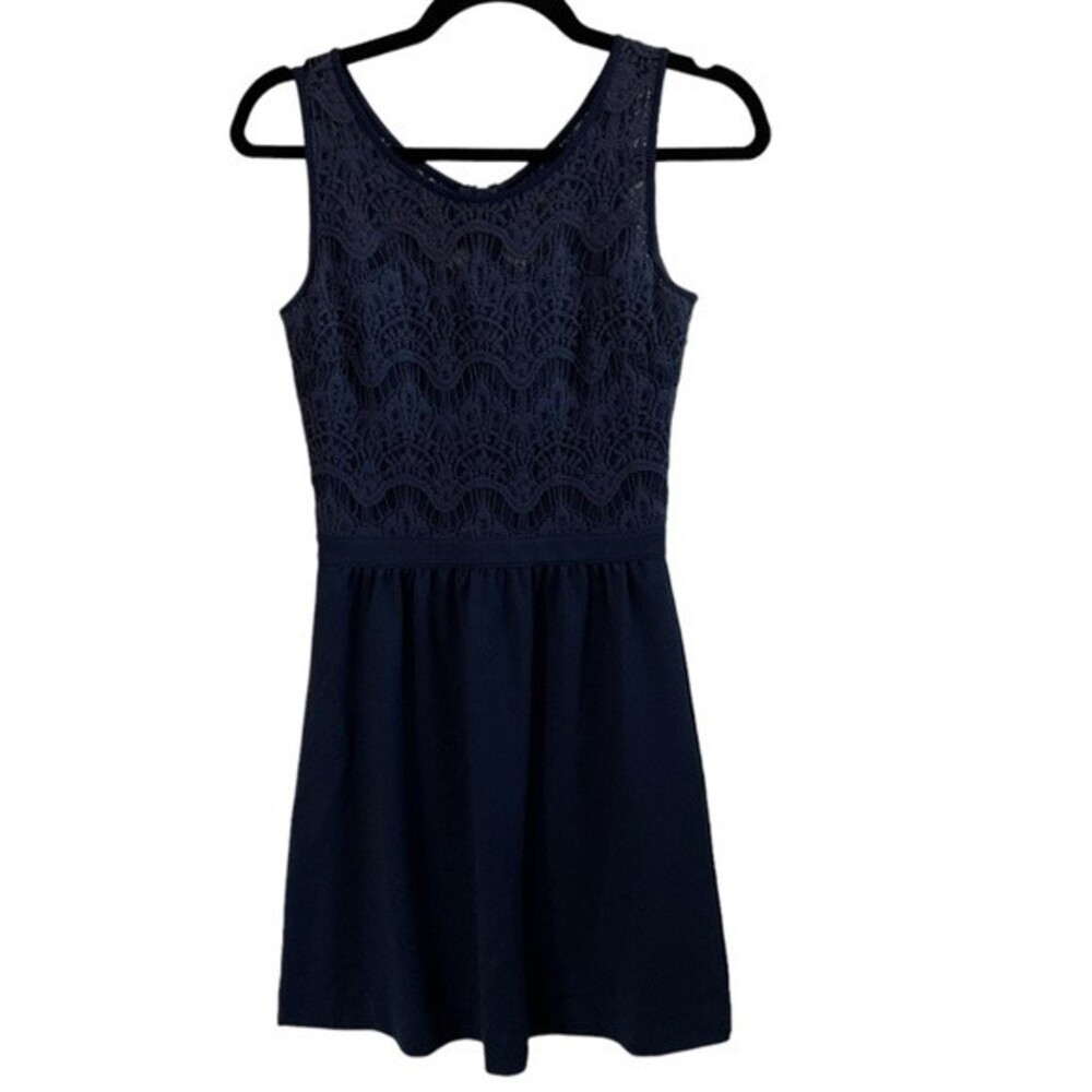 Lilly Pulitzer Rheaโ Lace Cocktail Sleeveless Mini Dress Navy Blue Size XS